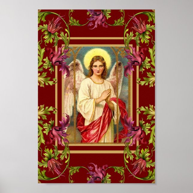 Póster Vintage Art Poster Angel Floral Religious (Frente)