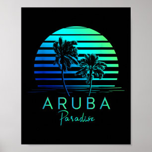 Póster Vintage Aruba Beach Vibes Vacation Souvenir