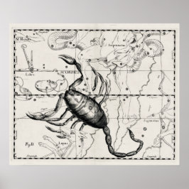 Póster Vintage Astronomy Constellations Celestial Map 