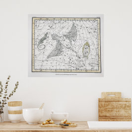 Póster Vintage Astronomy Constellations Celestial Map 