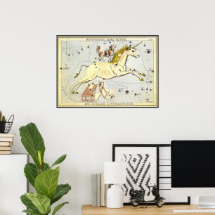 Póster Vintage Astronomy, Monoceros Unicorn Constellation