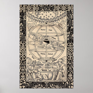 Póster Vintage Astronomy Print, Antique Astronomical