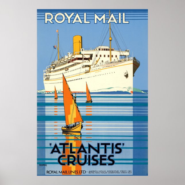 PÓSTER VINTAGE ATLANTIS OCEAN LINER VIAJE (Frente)