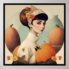 Póster vintage audrey collage pumpkin flowers deco 3/4