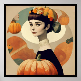 Póster vintage audrey collage pumpkin flowers deco 4/4