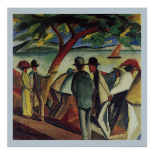 Póster Vintage August Macke Walkers At Lake