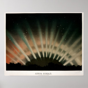 Póster Vintage Aurora Borealis Enhanced