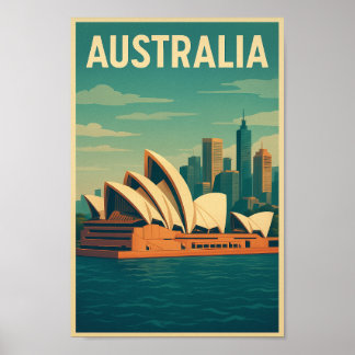 Póster Vintage Australia Casa de la Ópera de Sídney