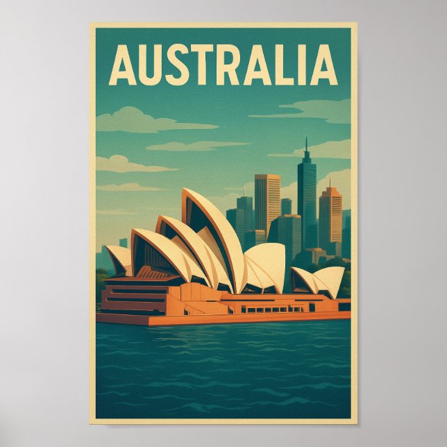 Póster Vintage Australia Sydney Opera House (Frente)