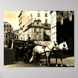 Póster Vintage Austria Viena Dreimaderlhaus Fiaker