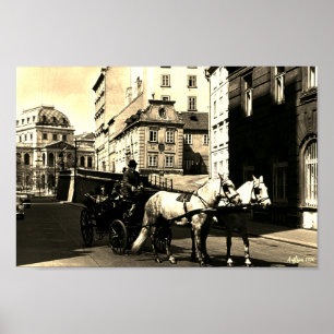 Póster Vintage Austria Viena Dreimaderlhaus Fiaker