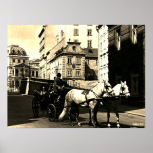 Póster Vintage Austria Viena Dreimaderlhaus Fiaker