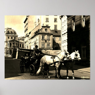 Póster Vintage Austria Viena Dreimaderlhaus Fiaker