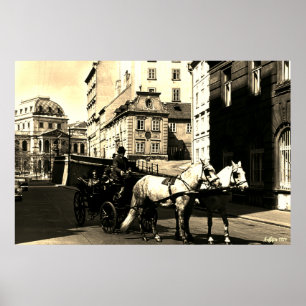 Póster Vintage Austria Viena Dreimaderlhaus Fiaker