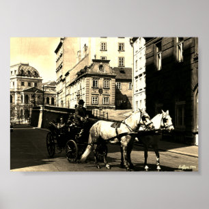 Póster Vintage Austria Viena Dreimaderlhaus Fiaker