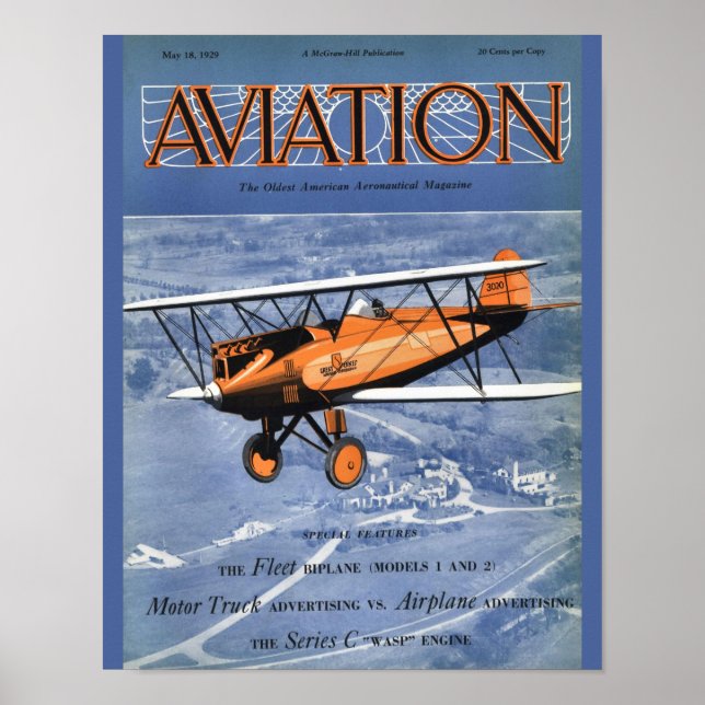 Póster Vintage Aviation Magazine Avión Portada de Avión I (Frente)