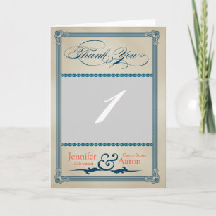 Póster Vintage Azul Crema Agradecimiento Foto Boda