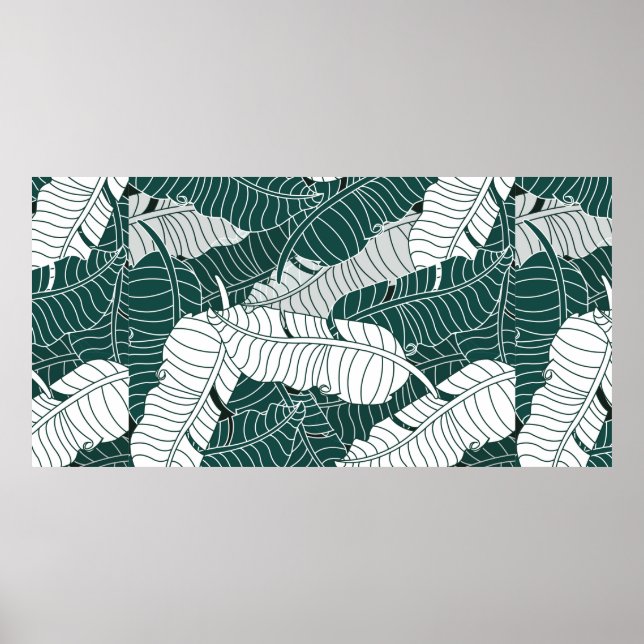Póster vintage background leaves pattern design illustrat (Frente)