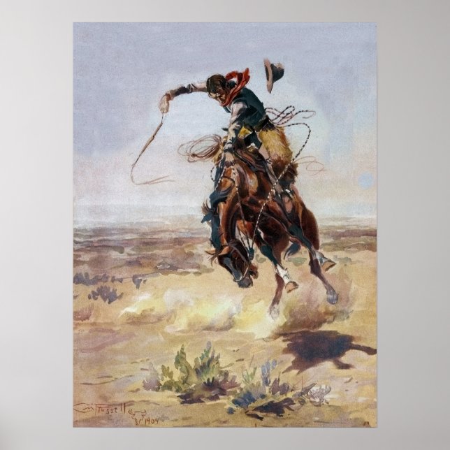 Póster Vintage Bad Hoss, Charles M. Russell (Frente)