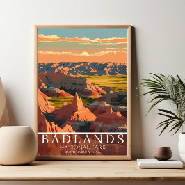Póster Vintage Badlands National Park - Western Beauty