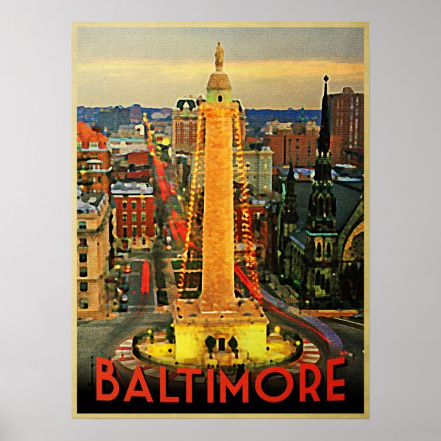 Póster Vintage Baltimore en Dusk (Frente)