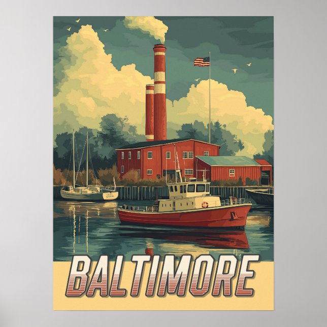 Póster Vintage Baltimore Maryland (Frente)
