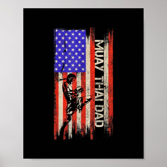 Póster Vintage bandera estadounidense MMA Muay Thai Fight (Frente)