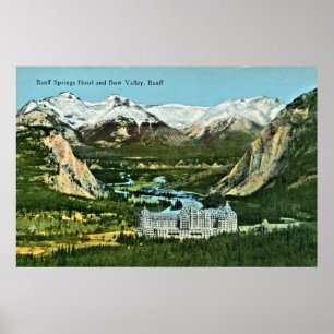 Póster Vintage Banff Springs Hotel and Bow Valley