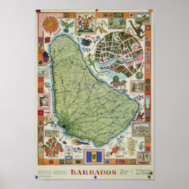 Póster Vintage Barbados Map Poster