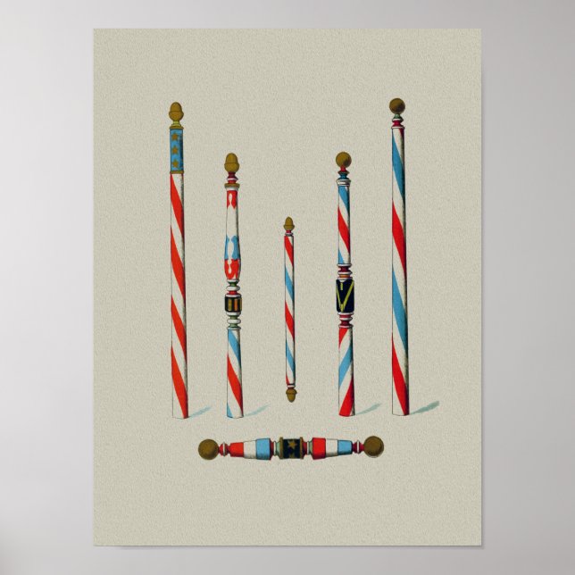 Póster Vintage Barber Shop Poles (Frente)