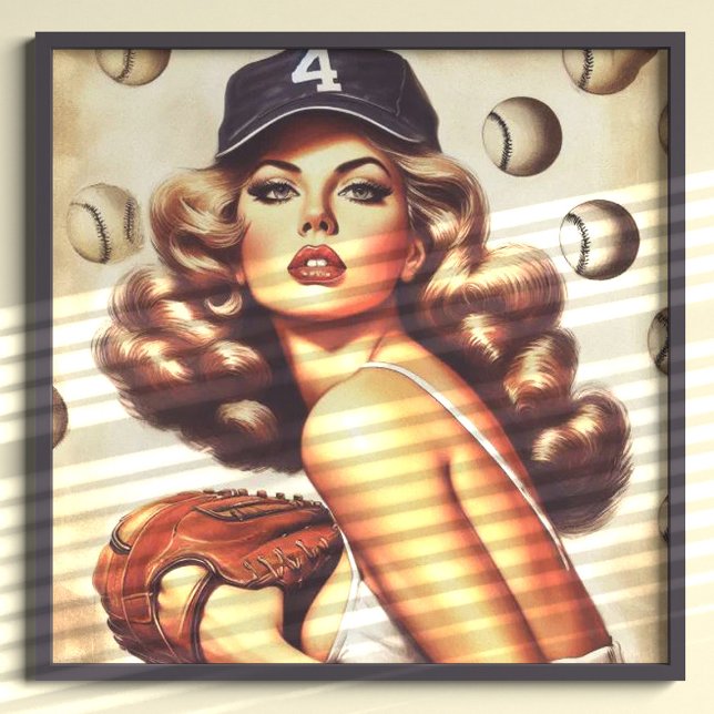 Póster Vintage Baseball Pin Up (Subido por el creador)