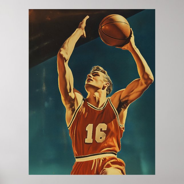 Póster Vintage Basketball Action Shot (Frente)