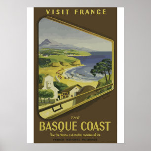 Póster Vintage Basque Coast France Travel Poster