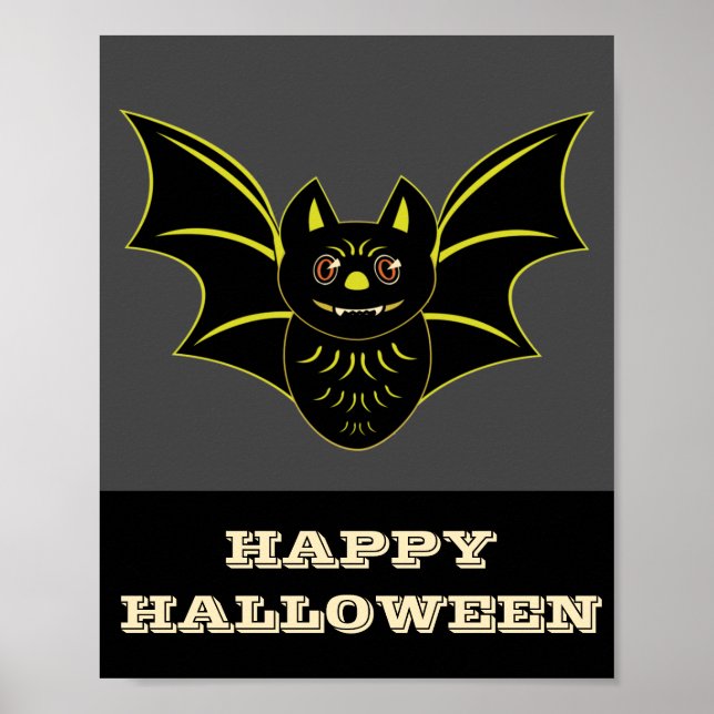 Póster Vintage Bat Happy Halloween Poster (Frente)