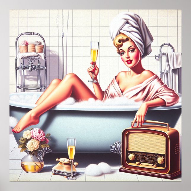 Póster Vintage Bath Pin Up (Frente)