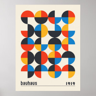 Póster Vintage Bauhaus Colorful Geometric Circles