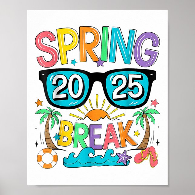 Póster Vintage Beach 2025 Beach Palm Fa (Frente)