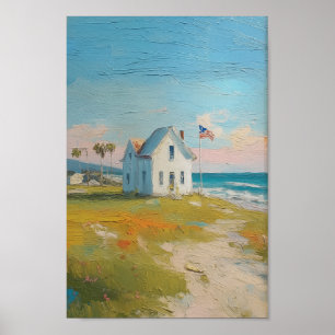 Póster Vintage Beach 4 de julio Independencia Americana