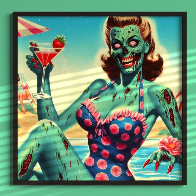 Póster Vintage Beach Zombie Pin-up (Subido por el creador)