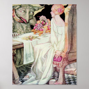 Póster Vintage Beauty and the Beast Illustration