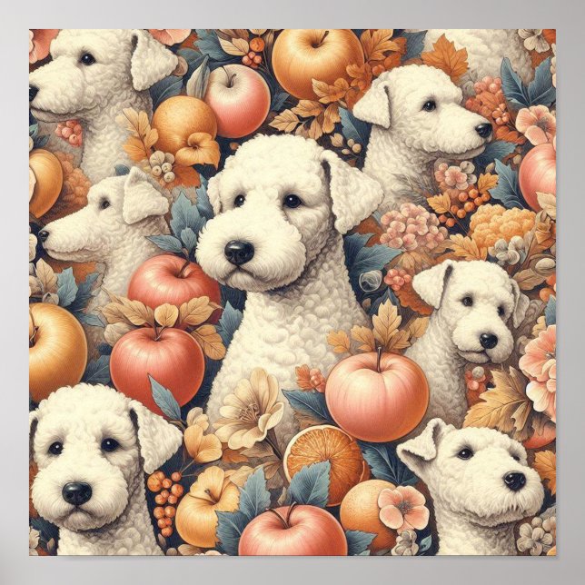 Póster Vintage Bedlington Terrier Seamless (Frente)