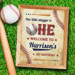 Póster Vintage Béisbol Boys Primer Signo de Bienvenida de
