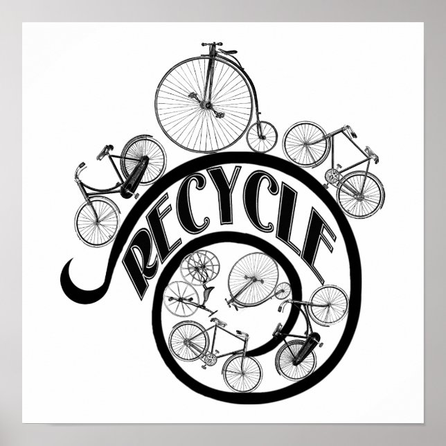 Póster Vintage Bicicletas Ropa de Reciclaje y Regalos (Frente)