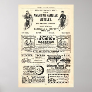 Póster Vintage Bicycle Ads from 1892