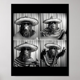 Póster Vintage bigfoot sasquatch selfie photobooth cinco