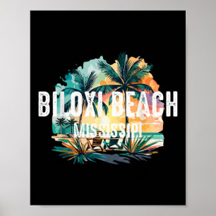 Póster Vintage Biloxi Beach Mississippi Souvenir Retro Su