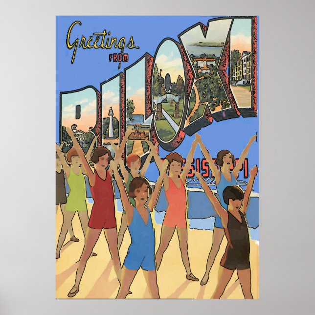 Póster Vintage Biloxi MS (Frente)