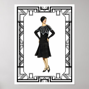 Póster Vintage Black and White 1930 Dress Sweater