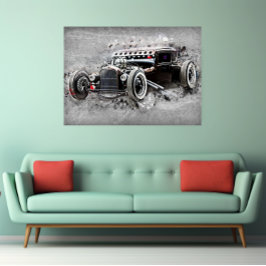 Póster Vintage Black Car Timeless Automobic Art