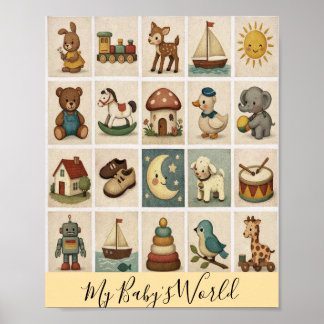 Póster Vintage Block Custom Nursery Poster